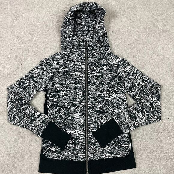 Lululemon Scuba Hoodie Nami Wave White Black Size 6 - Picture 2 of 8